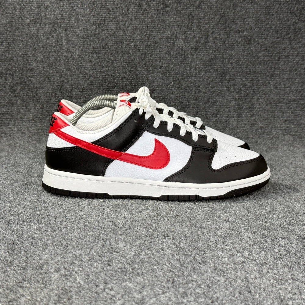 Nike Dunk Low Retro Red Swoosh Panda Shoes Men 11.5 White Black Athletic Sneaker